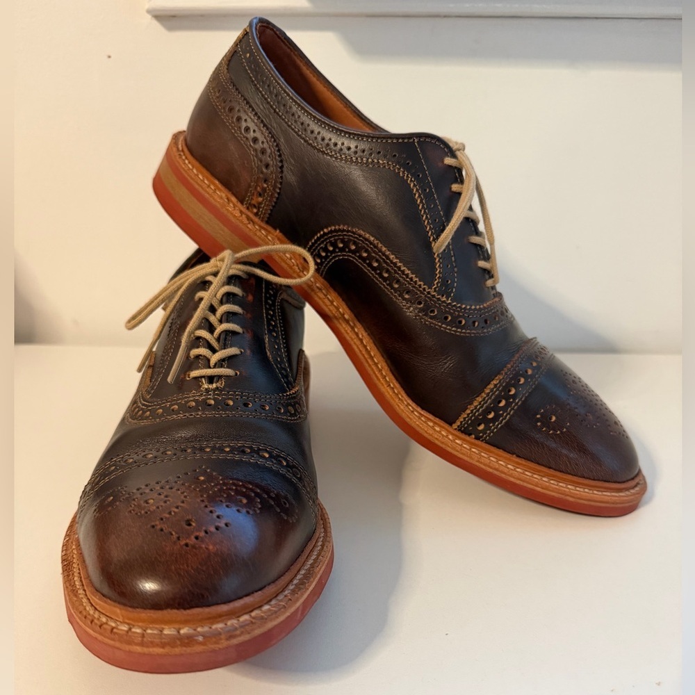 Allen Edmonds Brown Leather Wingtip Brogues with Tan Soles